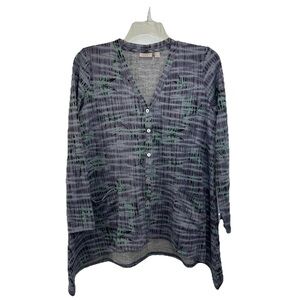 Logo Lori Goldstein Cardigan Sweater Women’s Medium V Neck Pockets Multicolor